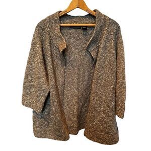 Preswick & Moore Cardigan Sweater 2X gray with metallic silver thread 3/4 sleeve